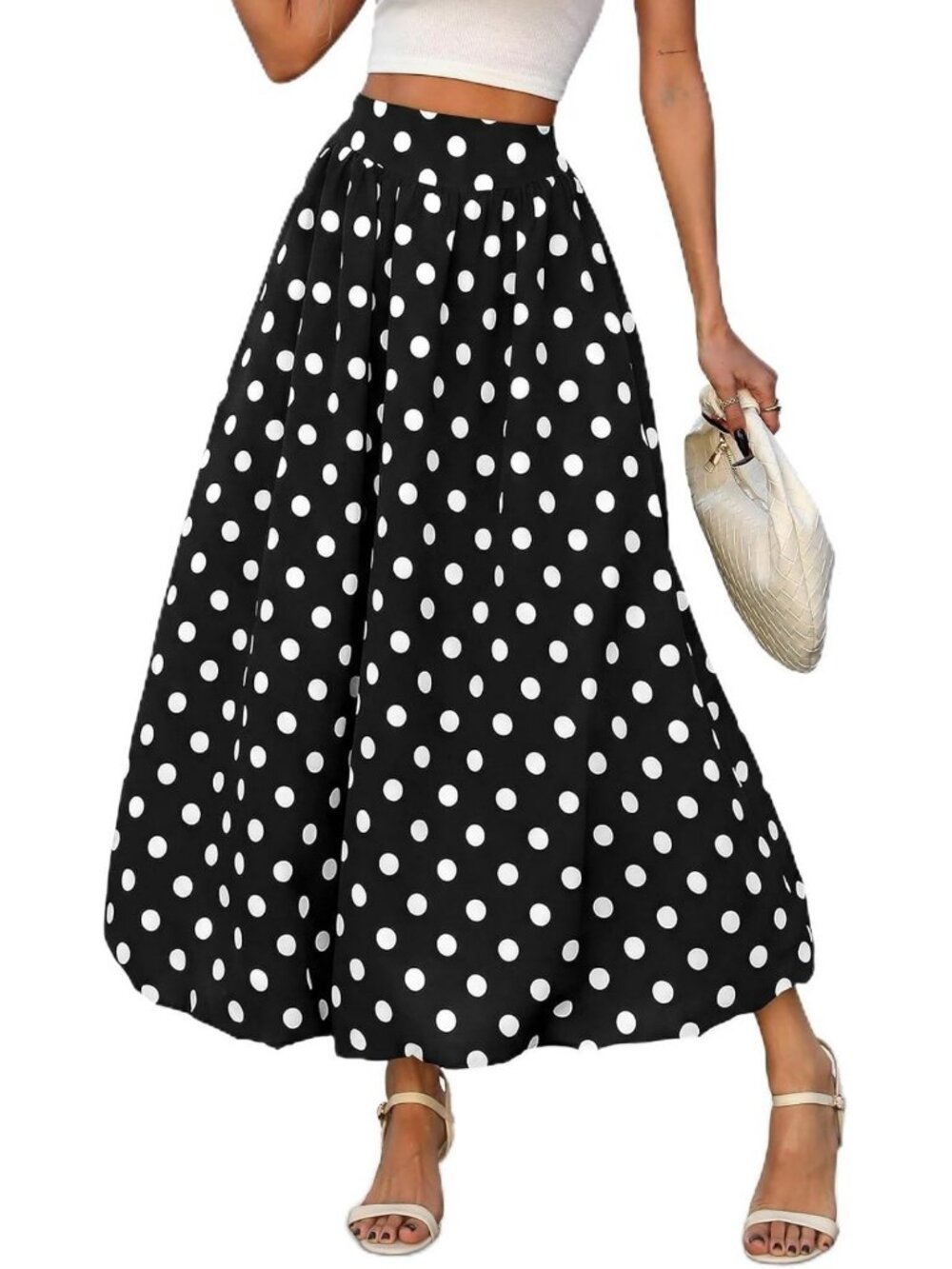 Women's Bubble Maxi Skirt - Elastic Waist, Puffy Hem A-Line Style, Trendy & Chic